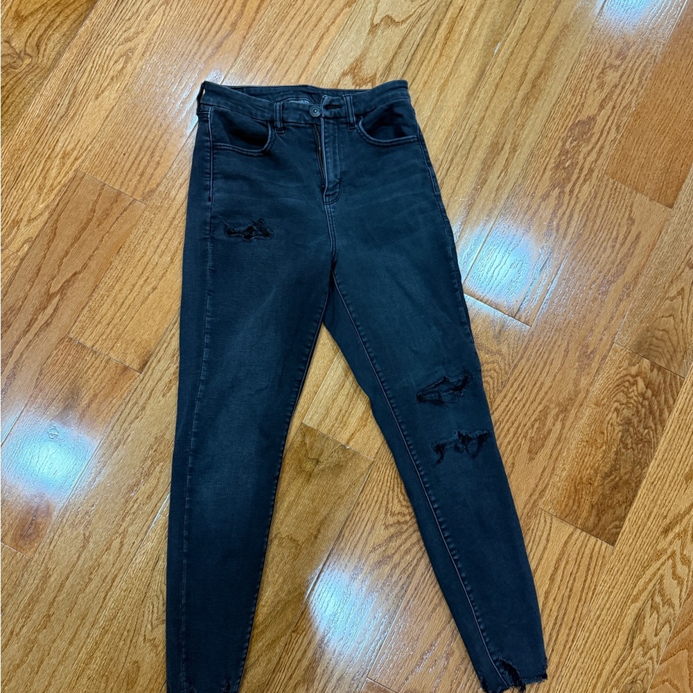 American Eagle Outfitters Black Skinny Distressed Jeans